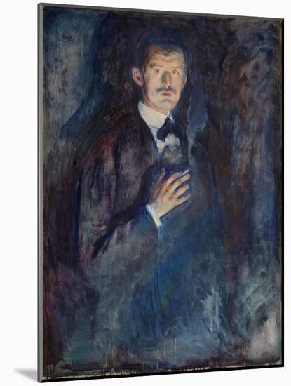 Self Portrait with Cigarette, 1895 (Oil on Canvas)-Edvard Munch-Mounted Giclee Print