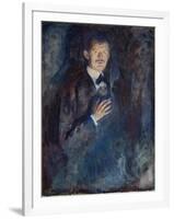 Self Portrait with Cigarette, 1895 (Oil on Canvas)-Edvard Munch-Framed Giclee Print