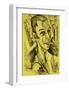 Self-Portrait with Cigarette-Ernst Ludwig Kirchner-Framed Art Print