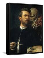 Self-Portrait with Death Playing the Fiddle, 1872-Arnold B?cklin-Framed Stretched Canvas