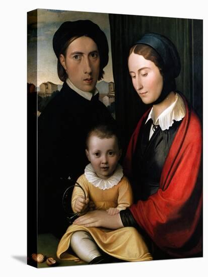 Self Portrait with Family-Johann Friedrich Overbeck-Stretched Canvas