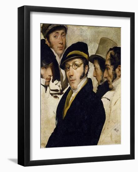 Self-Portrait with Friends Migliara, Palagi, Grossi, Molteni-Francesco Hayez-Framed Giclee Print