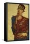 Self Portrait with Hand on Cheek-Egon Schiele-Framed Stretched Canvas