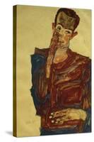 Self Portrait with Hand on Cheek-Egon Schiele-Stretched Canvas