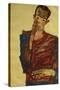 Self Portrait with Hand on Cheek-Egon Schiele-Stretched Canvas