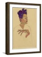 Self-Portrait with Hands on Chest, 1910-Egon Schiele-Framed Giclee Print