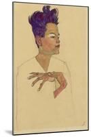 Self-Portrait with Hands on Chest, 1910-Egon Schiele-Mounted Giclee Print