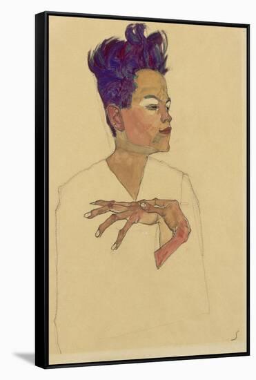 Self-Portrait with Hands on Chest, 1910-Egon Schiele-Framed Stretched Canvas