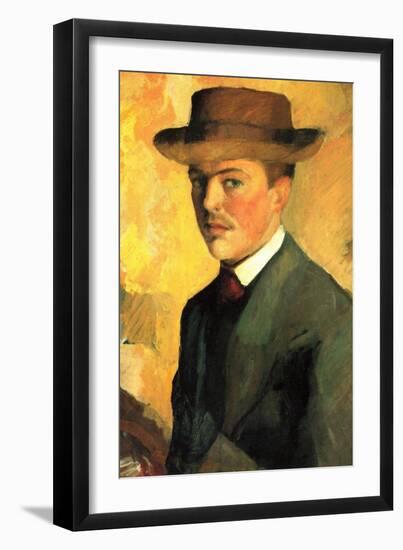 Self-Portrait with Hat-Auguste Macke-Framed Art Print