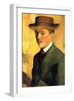 Self-Portrait with Hat-Auguste Macke-Framed Art Print