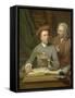 Self- Portrait with His Father and Teacher Jan Maurits Quinkhard Standing-Julius Henricus Quinkhard-Framed Stretched Canvas
