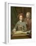 Self- Portrait with His Father and Teacher Jan Maurits Quinkhard Standing-Julius Henricus Quinkhard-Framed Art Print