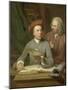 Self- Portrait with His Father and Teacher Jan Maurits Quinkhard Standing-Julius Henricus Quinkhard-Mounted Art Print
