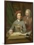 Self- Portrait with His Father and Teacher Jan Maurits Quinkhard Standing-Julius Henricus Quinkhard-Framed Art Print