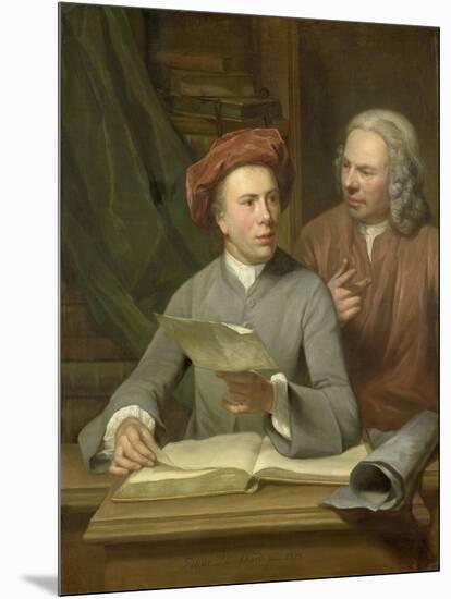 Self- Portrait with His Father and Teacher Jan Maurits Quinkhard Standing-Julius Henricus Quinkhard-Mounted Art Print