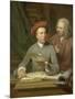 Self- Portrait with His Father and Teacher Jan Maurits Quinkhard Standing-Julius Henricus Quinkhard-Mounted Art Print