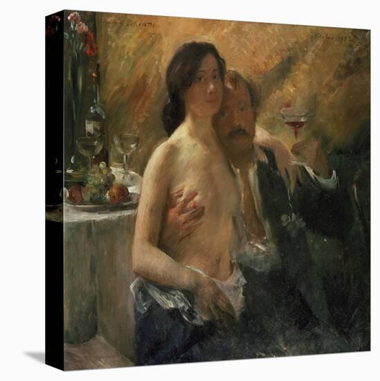 Self-Portrait with His Wife and Sekt Glass, 1902-Lovis Corinth-Stretched Canvas