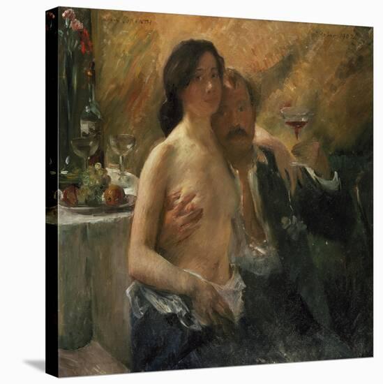 Self-Portrait with His Wife and Sekt Glass, 1902-Lovis Corinth-Stretched Canvas