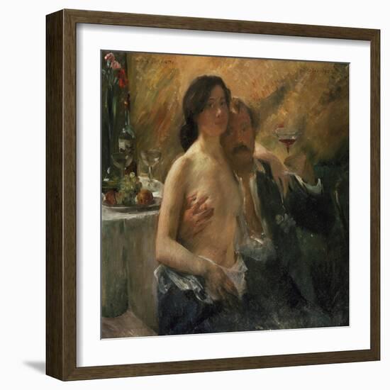 Self-Portrait with His Wife and Sekt Glass, 1902-Lovis Corinth-Framed Giclee Print