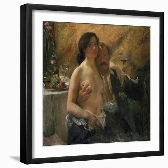 Self-Portrait with His Wife and Sekt Glass, 1902-Lovis Corinth-Framed Giclee Print
