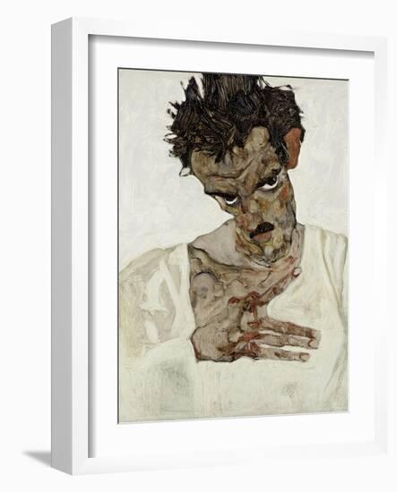 Self-Portrait with Lowered Head, 1912-Egon Schiele-Framed Giclee Print