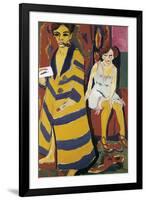 Self-Portrait with Model-Ernst Ludwig Kirchner-Framed Premium Giclee Print