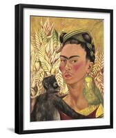 Self-Portrait with Monkey and Parrot, c.1942-Frida Kahlo-Framed Art Print