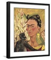 Self-Portrait with Monkey and Parrot, c.1942-Frida Kahlo-Framed Art Print