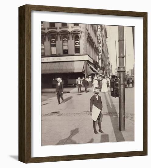 Self-Portrait with Newsboy, 1908-Lewis Wickes Hine-Framed Art Print