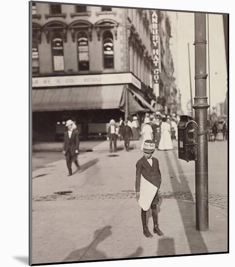 Self-Portrait with Newsboy, 1908-Lewis Wickes Hine-Mounted Art Print