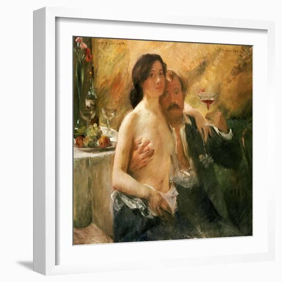 Self Portrait with Nude Woman and Glass, 1902-Lovis Corinth-Framed Giclee Print