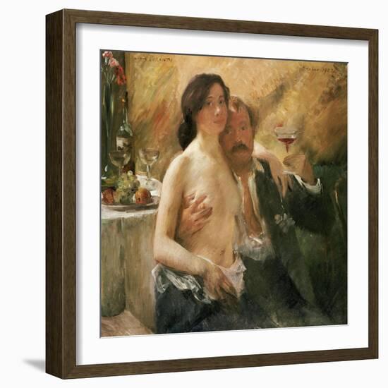 Self Portrait with Nude Woman and Glass-Lovis Corinth-Framed Giclee Print
