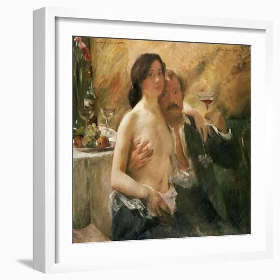 Self Portrait with Nude Woman and Glass-Lovis Corinth-Framed Giclee Print