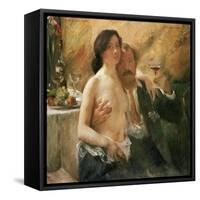 Self Portrait with Nude Woman and Glass-Lovis Corinth-Framed Stretched Canvas