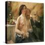 Self Portrait with Nude Woman and Glass-Lovis Corinth-Stretched Canvas