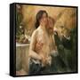 Self Portrait with Nude Woman and Glass-Lovis Corinth-Framed Stretched Canvas