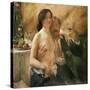 Self Portrait with Nude Woman and Glass-Lovis Corinth-Stretched Canvas