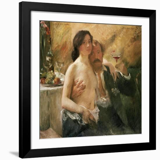 Self Portrait with Nude Woman and Glass-Lovis Corinth-Framed Giclee Print