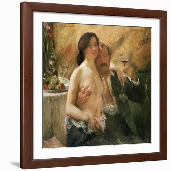 Self Portrait with Nude Woman and Glass-Lovis Corinth-Framed Giclee Print