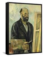 Self Portrait with Palette, C.1890-Paul Cézanne-Framed Stretched Canvas