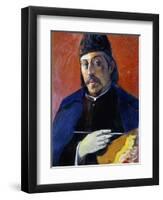 Self Portrait with Palette-Paul Gauguin-Framed Giclee Print