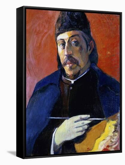 Self Portrait with Palette-Paul Gauguin-Framed Stretched Canvas