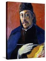 Self Portrait with Palette-Paul Gauguin-Stretched Canvas