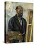 Self Portrait with Palette-Paul Cézanne-Stretched Canvas