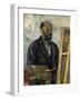 Self Portrait with Palette-Paul Cézanne-Framed Giclee Print