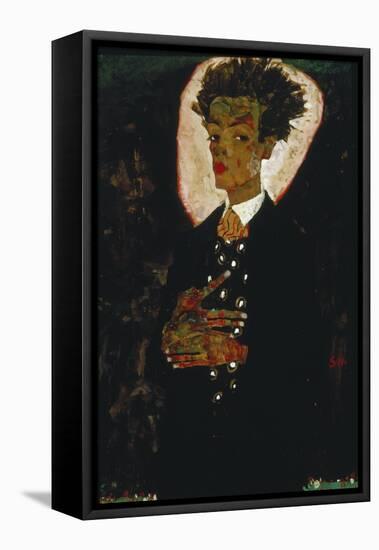 Self-Portrait with Peacock Vest Standing, 1911-Egon Schiele-Framed Stretched Canvas