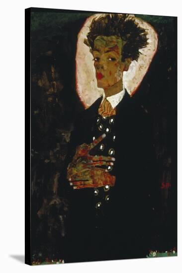 Self-Portrait with Peacock Vest Standing, 1911-Egon Schiele-Stretched Canvas