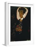 Self-Portrait with Peacock Vest Standing, 1911-Egon Schiele-Framed Giclee Print