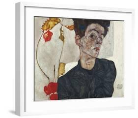 Self-Portrait with Physalis, 1912-Egon Schiele-Framed Art Print