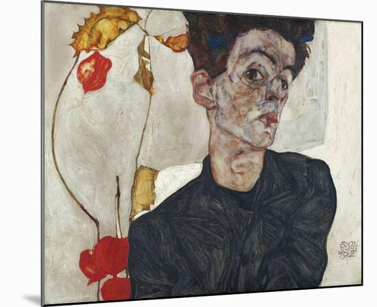 Self-Portrait with Physalis, 1912-Egon Schiele-Mounted Art Print